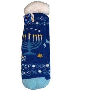 Hanukkah-Themed Sherpa Lined Socks With Non-Slip Sole & Fleece Interior Soft & W